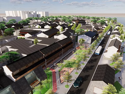 New Chinese Commercial Street Characteristic Town Commercial District 3d model