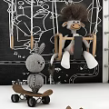 Wooden Swing Kids Sports Equipment With Toys House Model Blackboard Star Moon Patterns