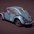 Vintage Blue Beetle Car With Classic Retro Body Design And Rounded Shape
