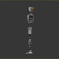 3D Rendered Robot With Silver Orange Design And Extended Arms Legs On Grey Background