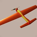 Orange Model Airplane With Yellow Stripe Wing Propeller And Structure 3d model