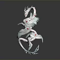 Game Movie Character White Dragon Like Creature With Red Spots Fantasy Wings And Dynamic Pose