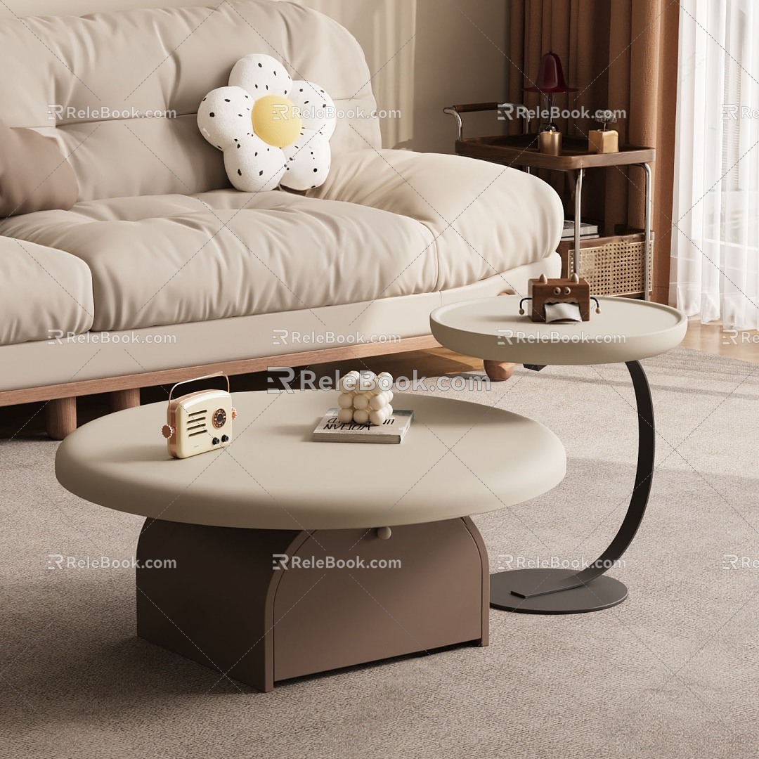 Cream wind living room coffee table side table 3d model