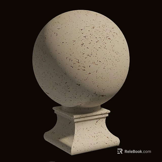 Architectural Decorative Stone Column With Speckled Surface Base And Spherical Top 3d model
