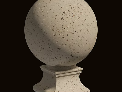 Architectural Decorative Stone Column With Speckled Surface Base And Spherical Top 3d model