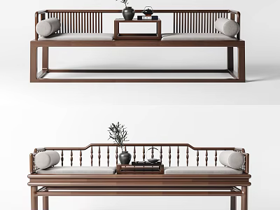 New Chinese-style Lohan Bed Sofa Combination 3d model