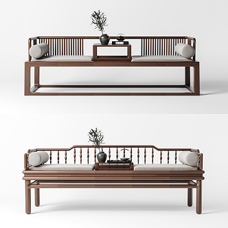 New Chinese-style Lohan Bed Sofa Combination 3d model