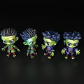 Four Green Skinned Game Movie Characters With Different Hairstyles And Various Poses