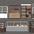 Different Styles of Bakery Display Cabinets with Glass Doors and Wooden Shelves