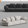 Stylish Black and Beige Sectional Sofa with Plush Cushions and Upholstered Design