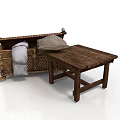 Cozy Bamboo Sofa With Pillows And Gray Throw Blanket By Wooden Table