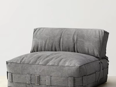 Gray Fabric Single Sofa With Straps And Metal Buckles Modern Design 3d model