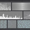 Modern Interior Wall Panels With Various Decorative Patterns Like City Skyline And Waves 3d model