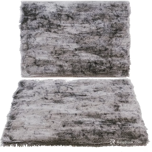 Shaggy Gray Square Carpet with Textured Pattern for Modern Living Room Decor 3d model 