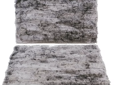 Shaggy Gray Square Carpet with Textured Pattern for Modern Living Room Decor 3d model