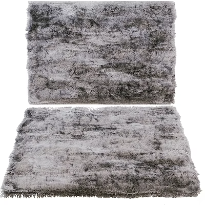 Shaggy Gray Square Carpet with Textured Pattern for Modern Living Room Decor 3d model