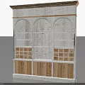 Rustic Wooden Storage Cabinet With Arched Shelves Drawers And Natural Wood Finish