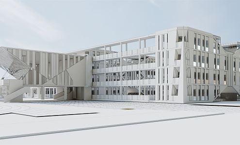 modern school super primary and secondary school 3d model