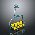 Ski Lift Chair With Yellow Seats And Blue Metal Frame Structure