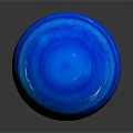 Blue Decorative Glass Sphere With Swirl Textures Shiny Surface And Reflective Base