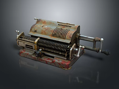 Vintage Rusty Metal Manual Crank Mechanical Tool With Antique Classic Design 3d model