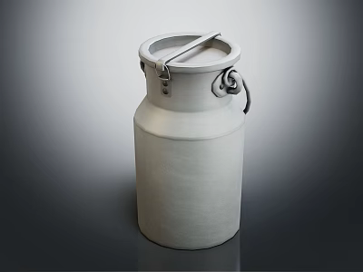 Classic White Milk Can Beverage Container With Secure Lid And Metal Handles 3d model