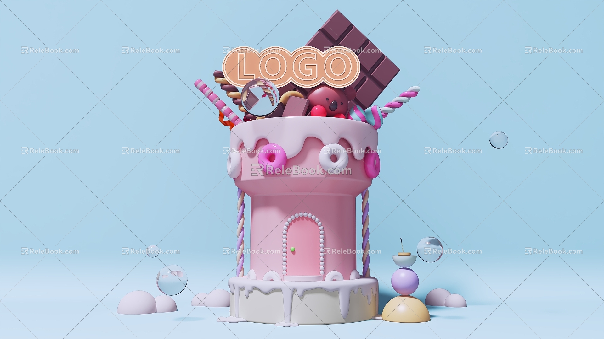 Photo area candy dessert ice cream chocolate activity design special-shaped punch point photo 3d model