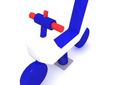 Blue And White Electric Kids Toy With Red Handle Spring Base And Wheels 3d model