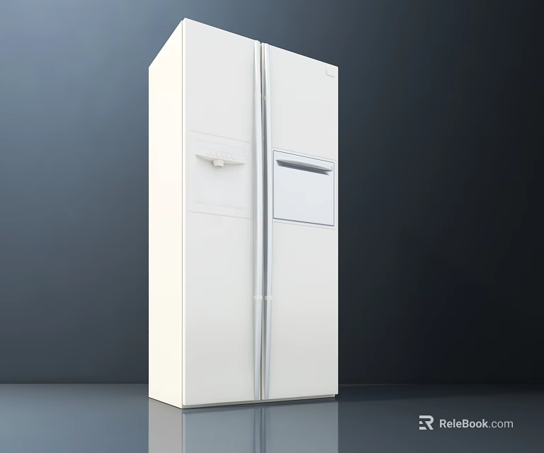 White Double Door Refrigerator Freezer with Modern Design and Drawer Compartment 3d model 