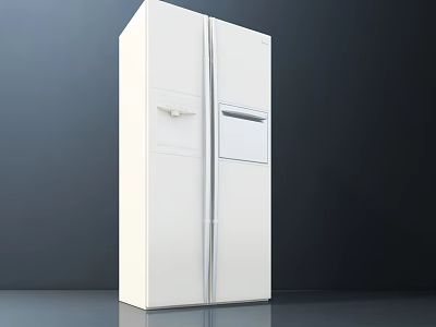 White Double Door Refrigerator Freezer with Modern Design and Drawer Compartment 3d model