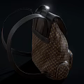 Luxury Designer Backpack With Classic Monogram Pattern Black Leather Top And Gold Buckle