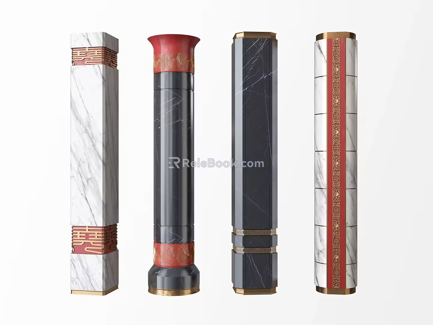 New Chinese Style Column Stone Pillar 3d model