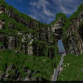 Stunning Natural Tianmen Mountain Landscape With Giant Rock Arch And Long Stone Stairway Under Blue Sky