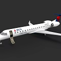 Delta Connection Airplane With White Body Open Door Boarding Stairs And Red Blue Tail