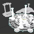 Ancient Architecture Ruins Featuring Circular Stone Platform Tall Columns And Scattered Stone Blocks 3d model