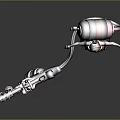 Cyberpunk Female Character With Pink Red Mechanical Creature And Gold Hair Features
