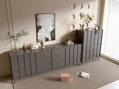 Modern Black Wood Grain Entrance Cabinet Sideboard Cabinet Balcony Cabinet Storage Cabinet Entrance Cabinet 3d model