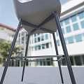 Modern Light Gray Bar Stool With Stylish Metal Legs And Comfortable Seat