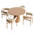 Modern Wooden Dining Table Set With Upholstered Chairs And Natural Wood Design