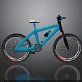 Blue Mountain Bike With White Seat Black Tires And Shiny Reflective Design