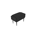 Black Modern Striped Texture Ottoman With Upholstered Surface And Slim Legs