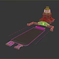 Ancient Temple Landscape With Steps Platform Rectangular Water Pool And Surrounding Small Structures 3d model