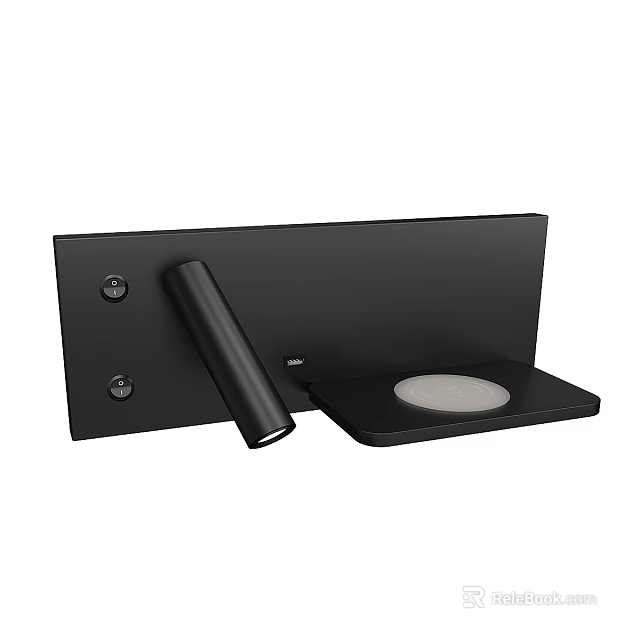 Modern Black Wall Light With Sleek Flat Panel And Control Knobs Design 3d model 