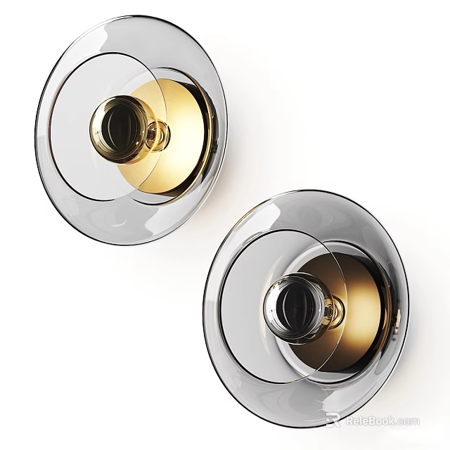 Modern Glass Wall Sconces With Gold Metal Accents For Contemporary Home Decor 3d model 