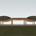 New Chinese Curved Corridor Curved Landscape Structures Paddy Field Post Rest Post Rest Corridor Public Space New Curved Corridor Curved Landscape Structures 3d model