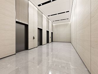 modern elevator hall 3d model