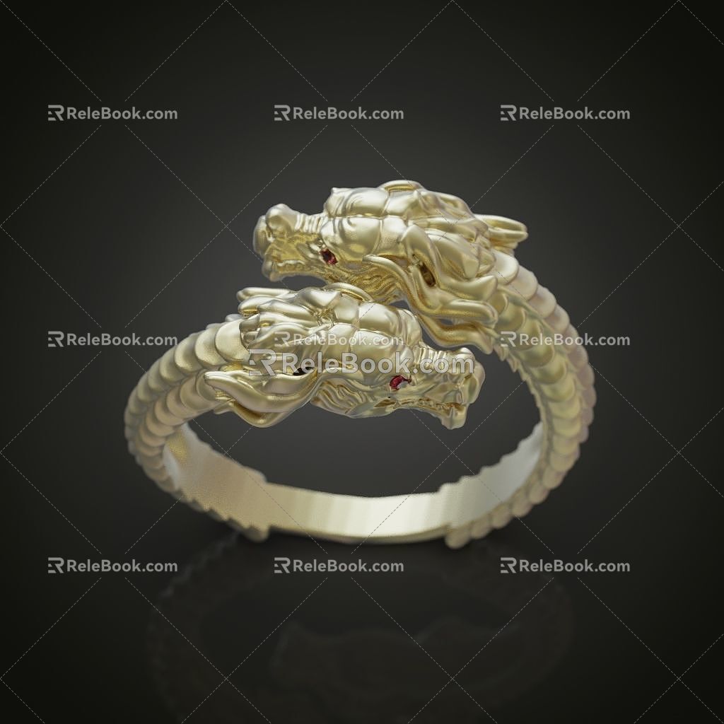 Ring Jewelry Golden Dragon Dragon Ring 3d model