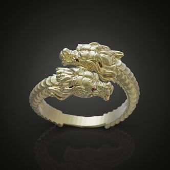 Ring Jewelry Golden Dragon Ring 3d model