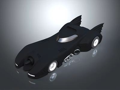 Sleek Black Batmobile Model With Streamlined Body Bat Wing And White Wheels 3d model