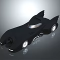 Sleek Black Batmobile Model With Streamlined Body Bat Wing And White Wheels 3d model